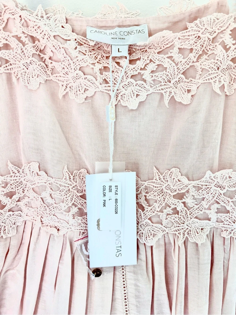 NWT! Caroline Constas Blush Pink Floral Maxi Dress with Lace Bodice - Picture 5 of 9